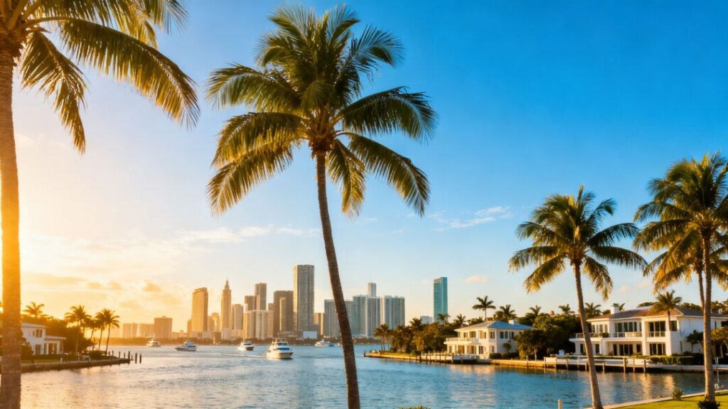 Miami skyline and waterfront properties