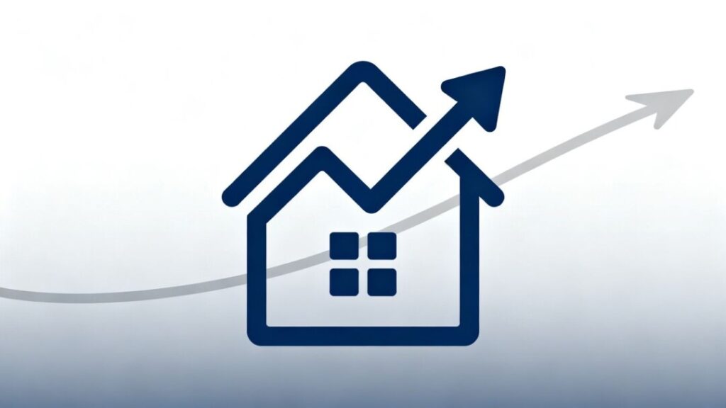 House with rising arrow indicating mortgage rate increase.