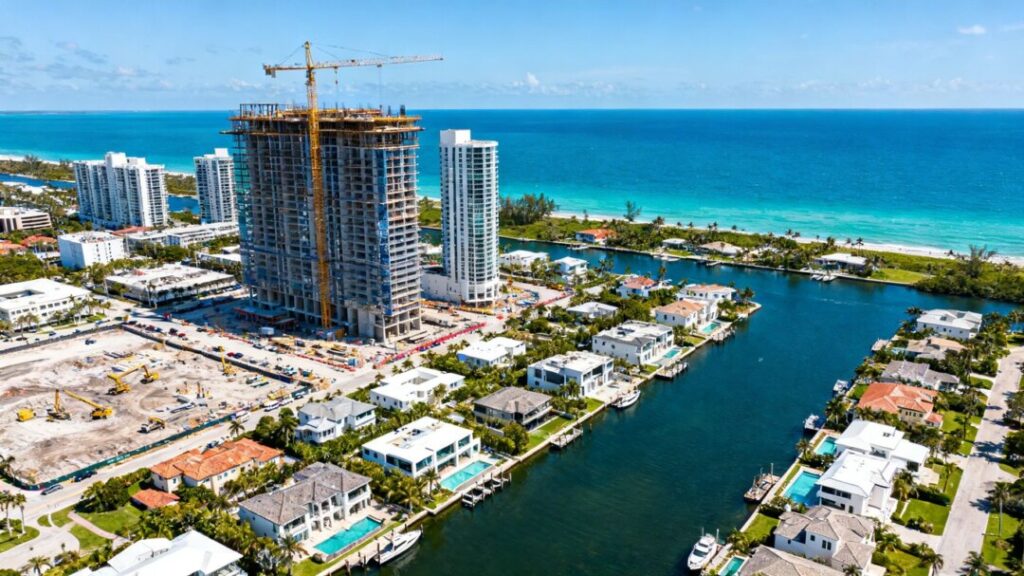 South Florida skyline with new construction and ocean views.