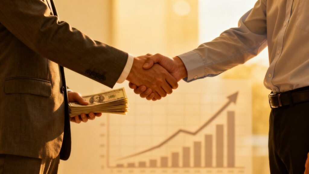 Handshake symbolizing real estate commission negotiation and savings.