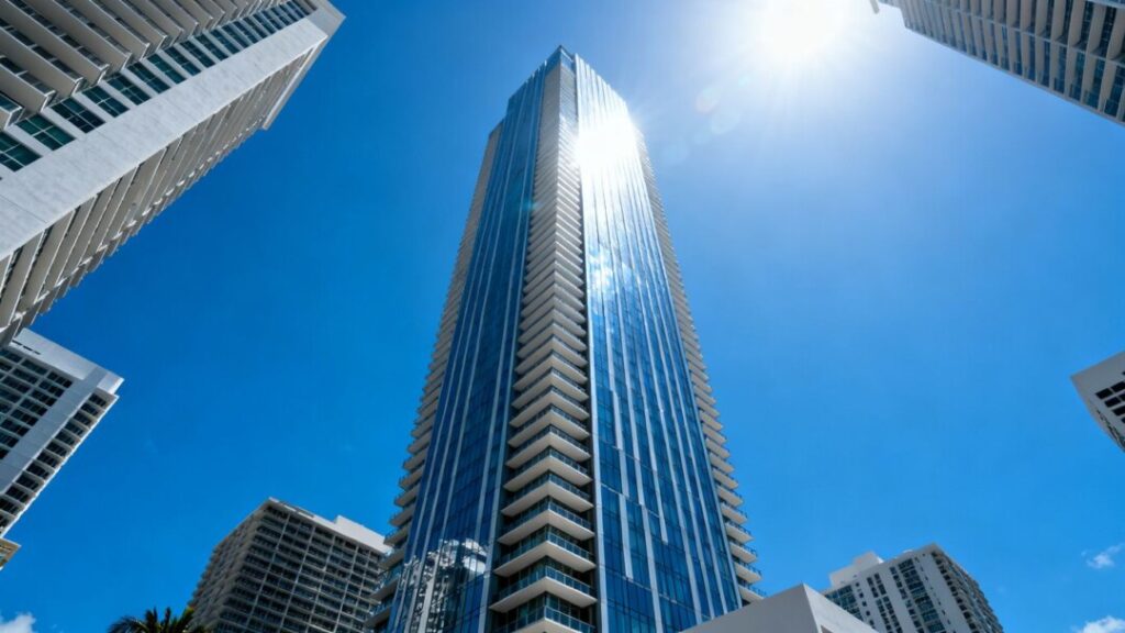 Tallest residential tower south of Manhattan in Miami skyline.