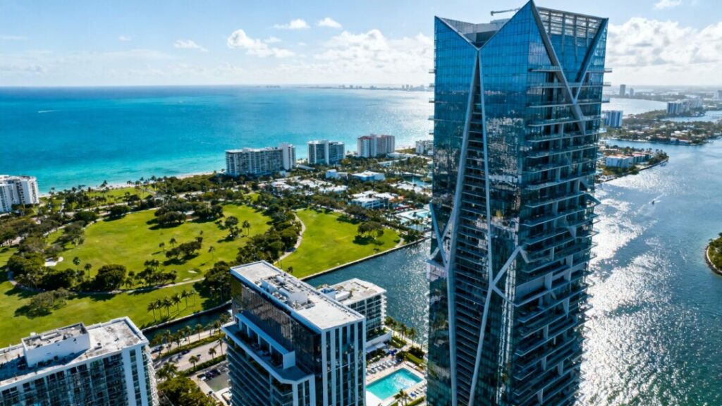 Miami waterfront mixed-use development with modern architecture.