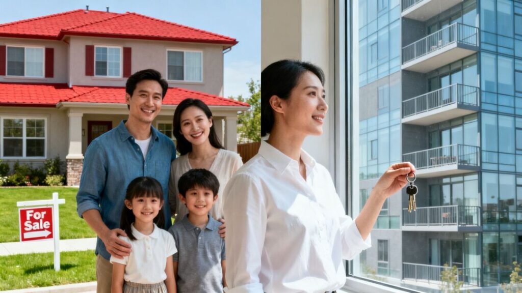 Homeownership dream versus apartment living.