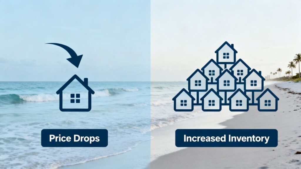 Florida housing market trends with price drops and inventory shifts.