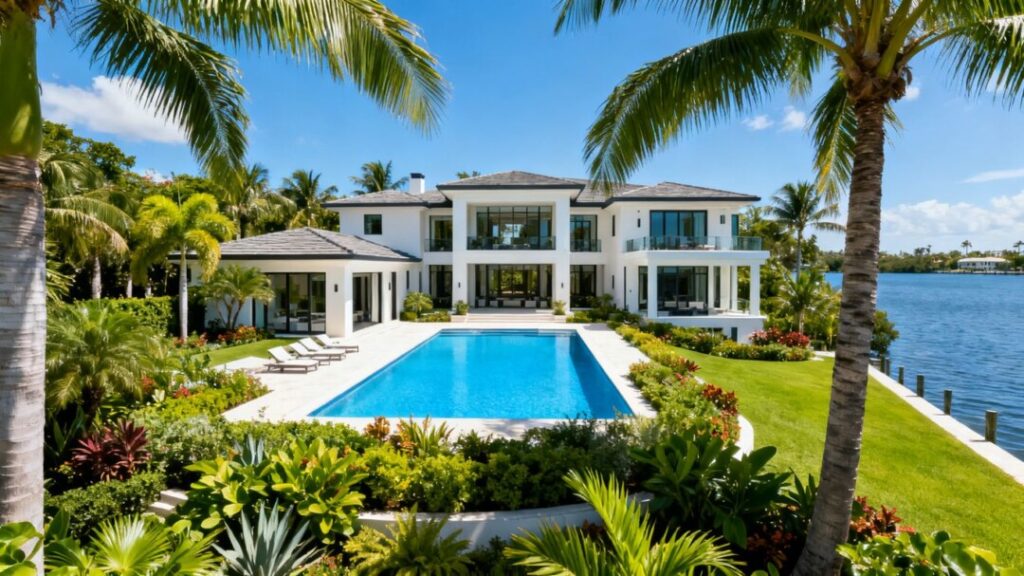 Luxury South Florida mansion with pool and ocean view.