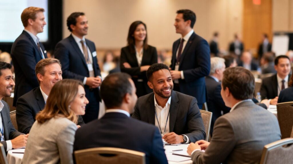 South Florida real estate professionals at a market event.