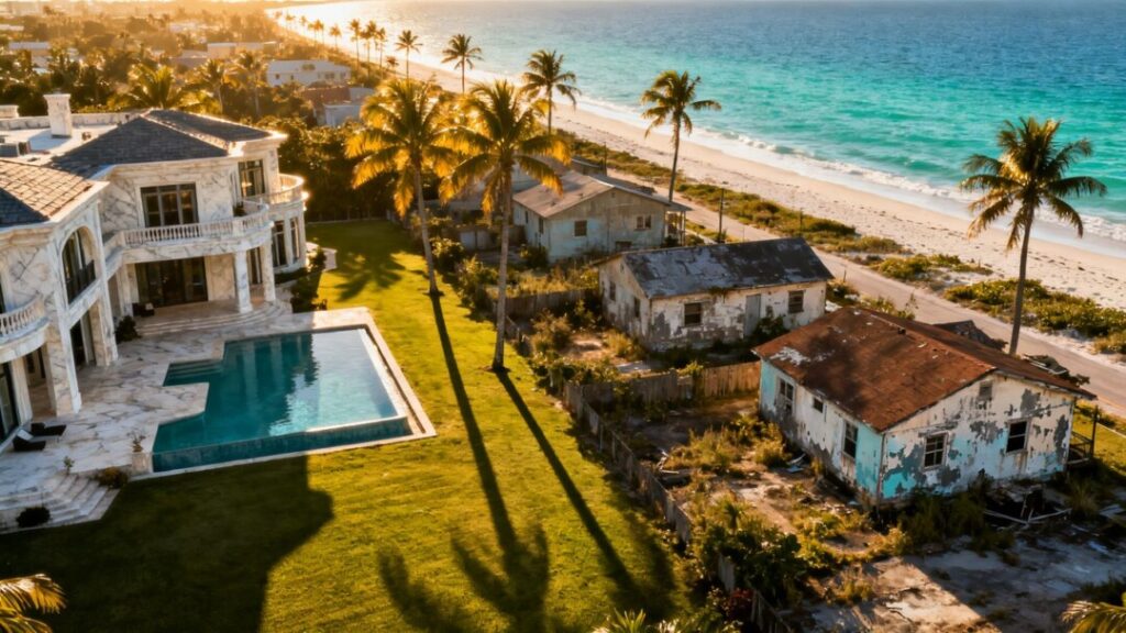 Florida homes showing wealth divide and rising costs.