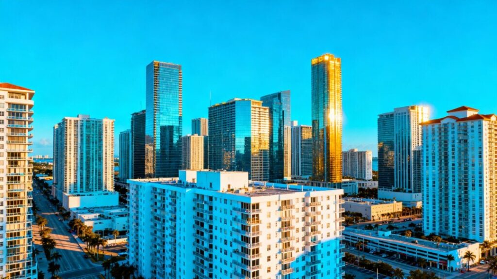 South Florida skyline with apartment buildings.