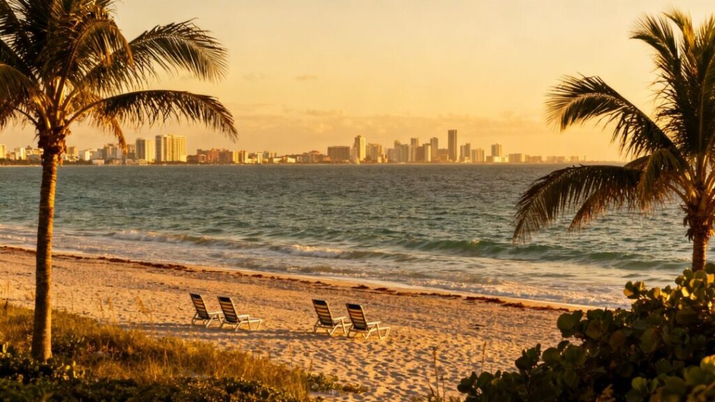 Florida coast versus western city skyline