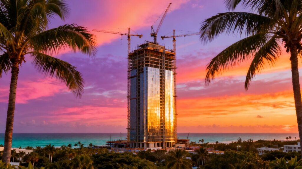 South Florida skyline with pre-construction condo towers.