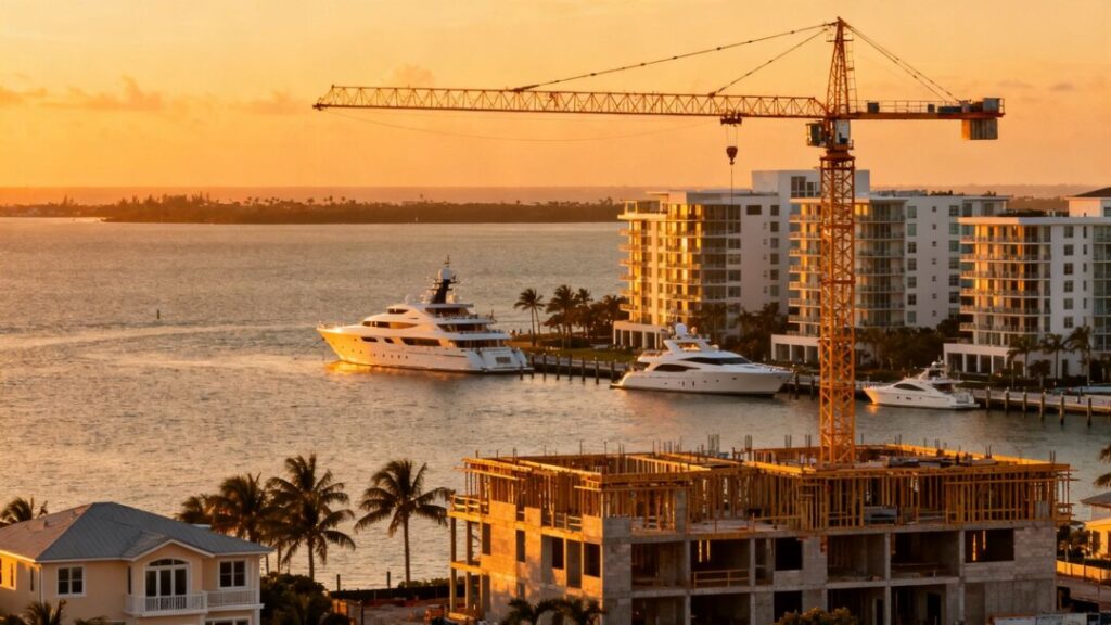 Florida housing market with luxury homes and construction.