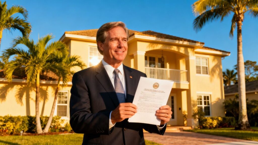 Florida Governor with house and document
