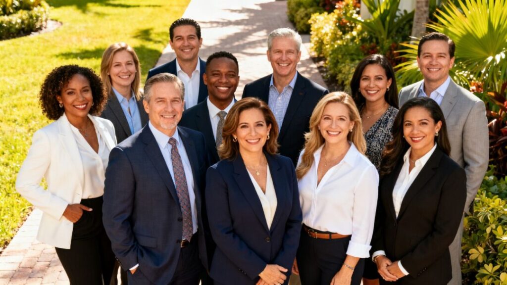 South Florida real estate agents unite for a group photo.