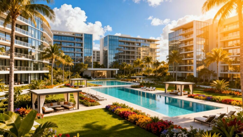 Boca Raton multifamily community with pools and landscaping.
