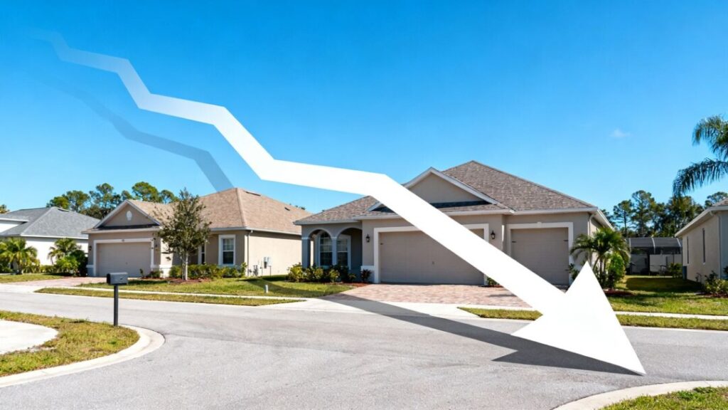 North Port, Florida street with a downward arrow.