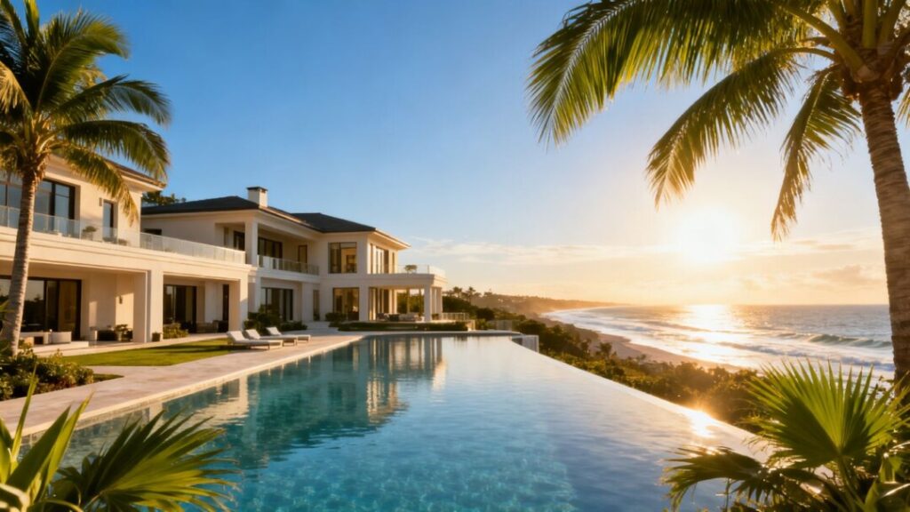 Luxury Florida mansion with infinity pool and ocean view.