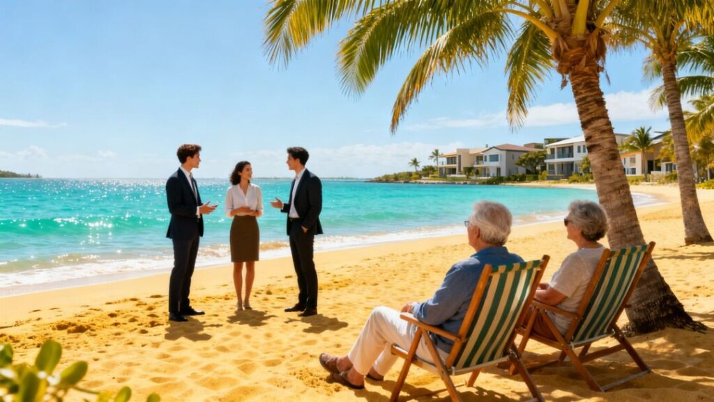 Florida coast with young professionals and retirees.