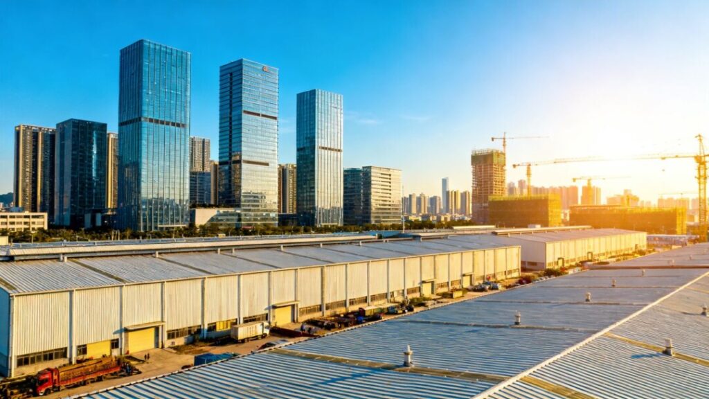 Florida cityscape with modern buildings and industrial growth.