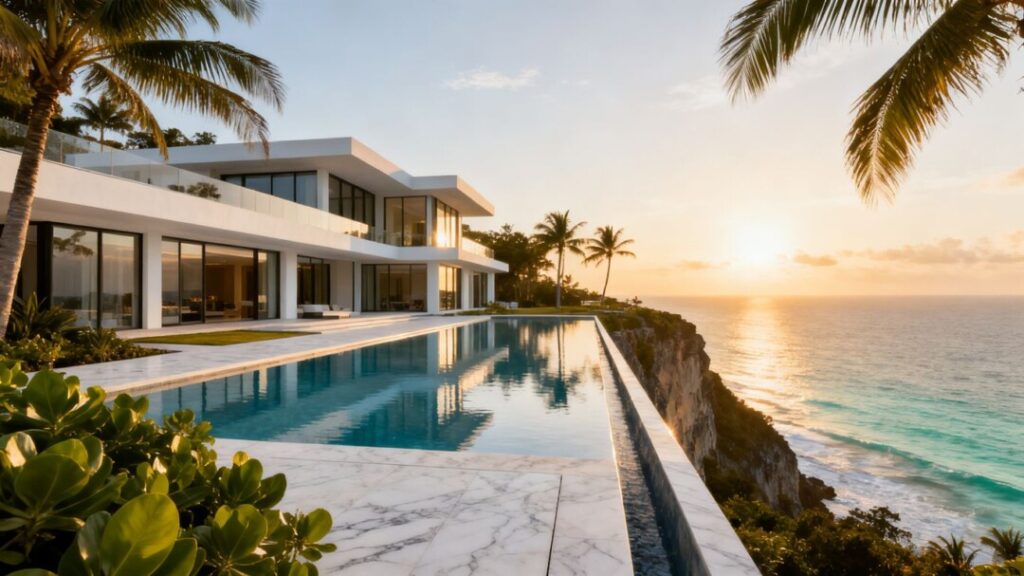 Luxury South Florida mansion with infinity pool and ocean view.