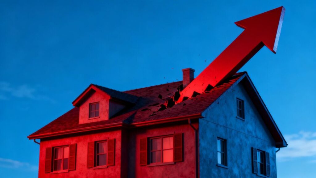 House with an arrow piercing its roof.