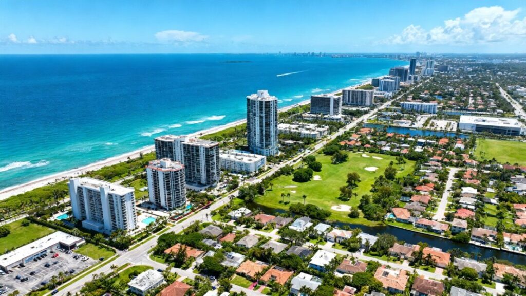 Broward County skyline and coastline aerial view.