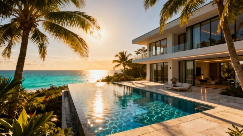 Luxury Florida mansion with ocean view and infinity pool.