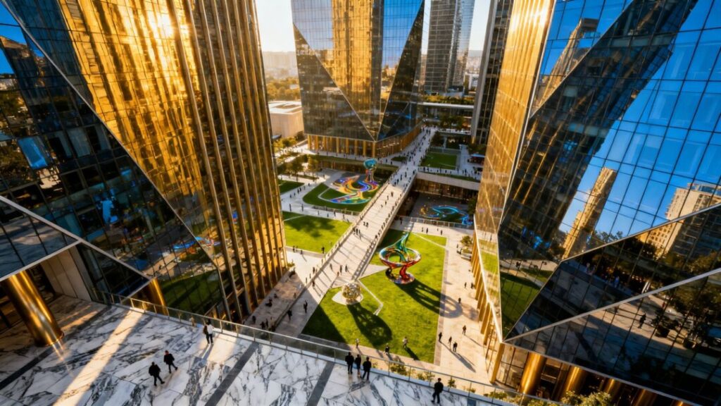 Miami's Centro City development with modern skyscrapers.