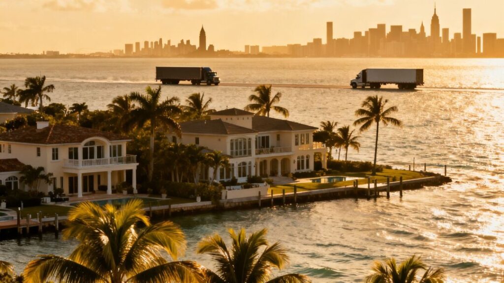 Florida luxury real estate boom with California and NYC exodus.