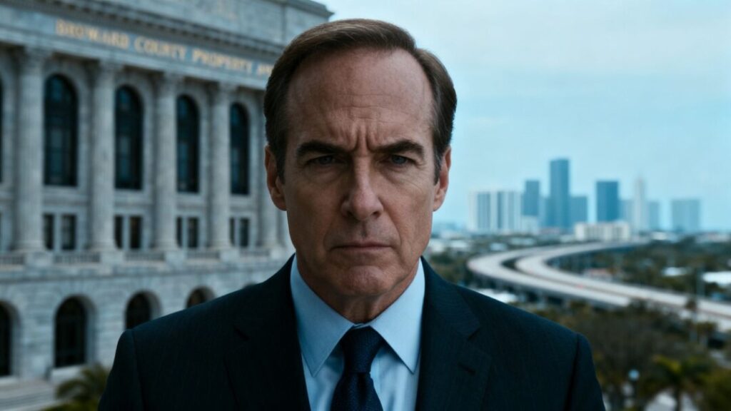 Broward Property Appraiser in front of courthouse, facing lawsuits.