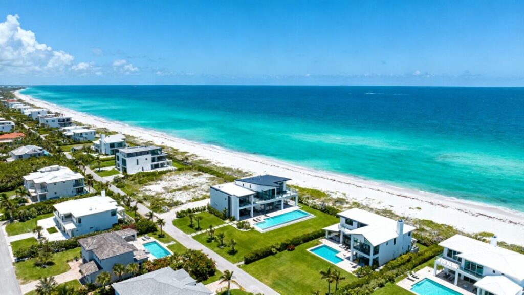 Pompano Beach luxury oceanfront homes and coastline.