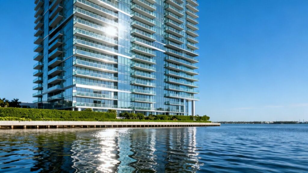 Luxury waterfront condominium tower in West Palm Beach.