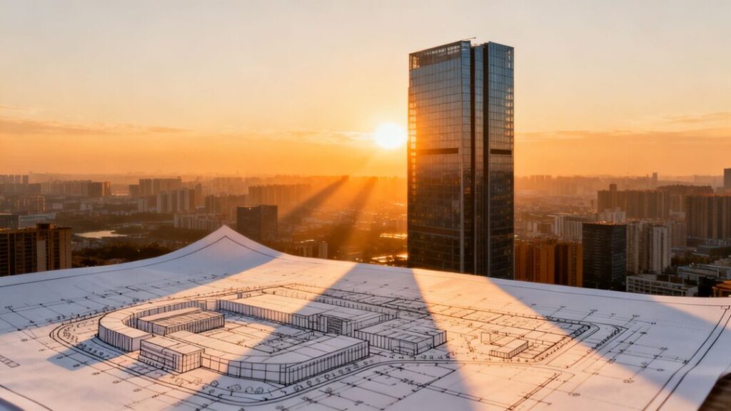 Florida real estate investment strategy skyscraper cityscape blueprint