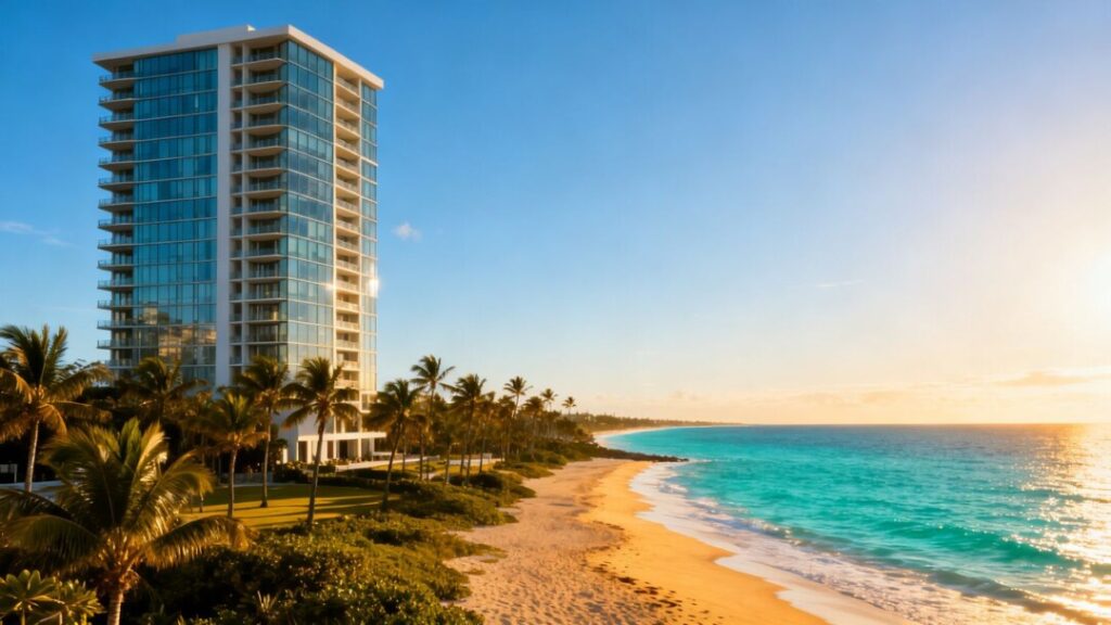 Fort Lauderdale condo skyline overlooking ocean and beach.