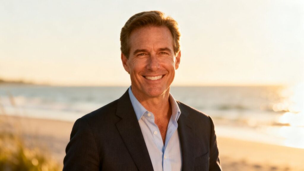 Realtor Charles Sowers smiling on a beach.