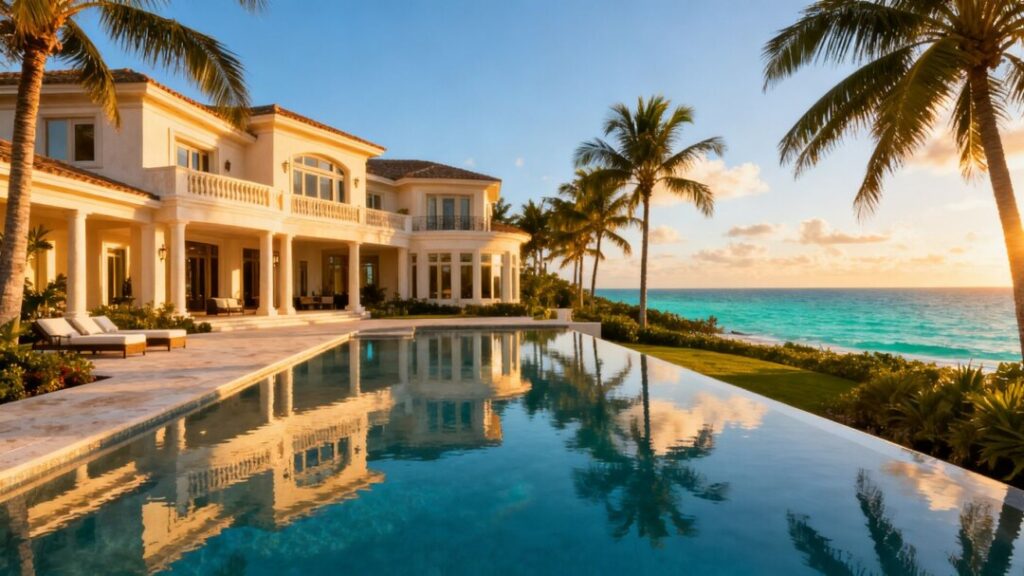 Luxury Florida mansion with ocean view and infinity pool.