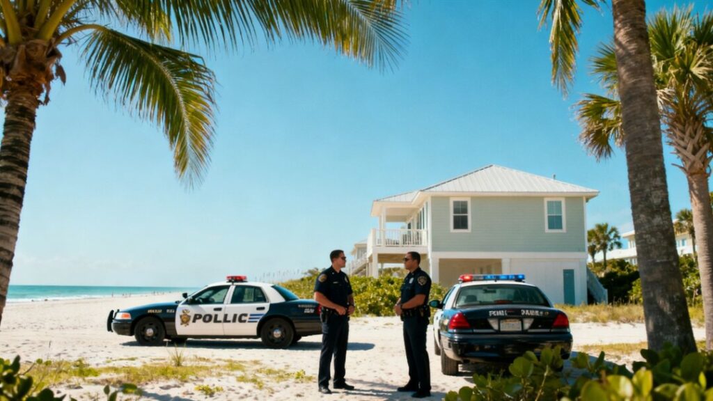 Police at Florida vacation rental near music festival.