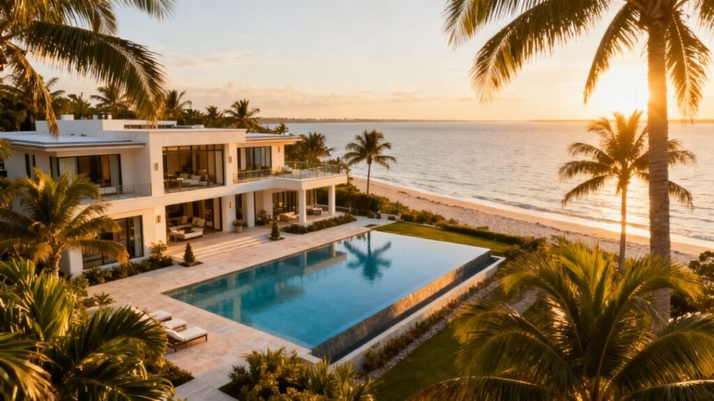 Ultra-luxury Florida mansion with infinity pool and ocean view.