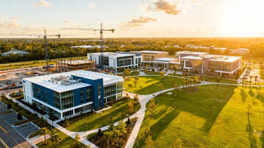 USF Fletcher District development with buildings and green spaces.