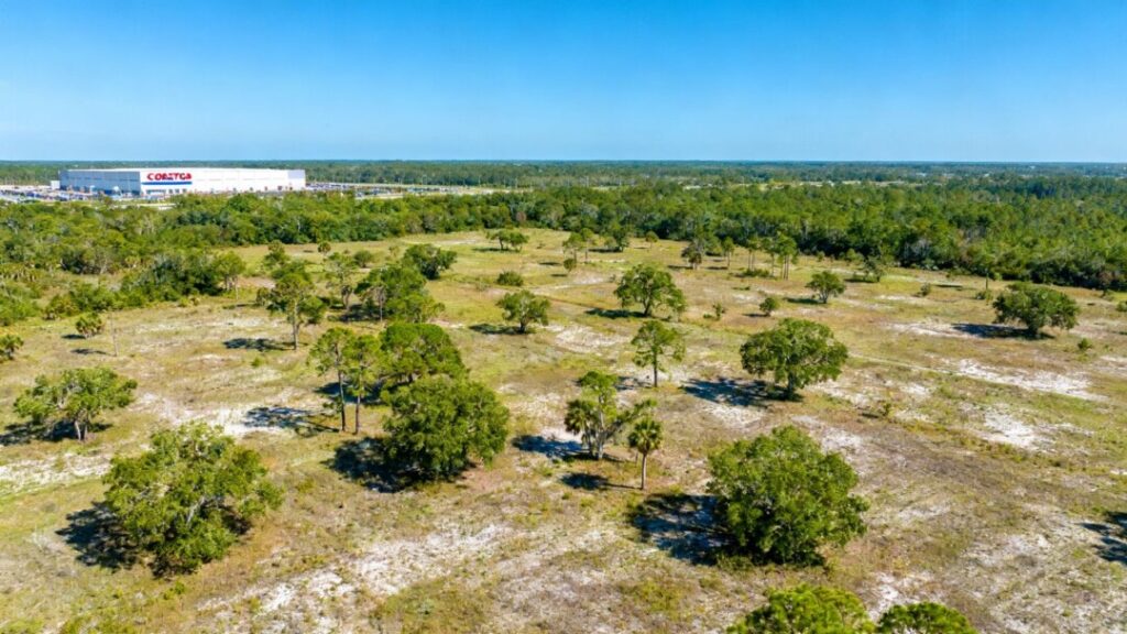 Costco land acquisition in Florida, aerial view.