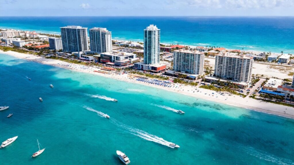South Florida skyline with residential and commercial buildings.