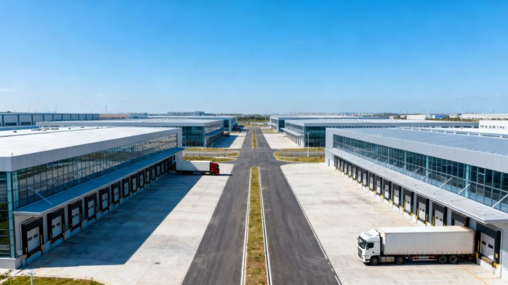 Broward Business Park industrial buildings and access roads.