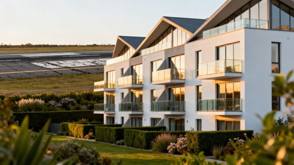 New apartment complex built on former airport site.