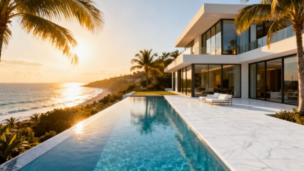 Luxury Florida mansion with infinity pool and ocean view.