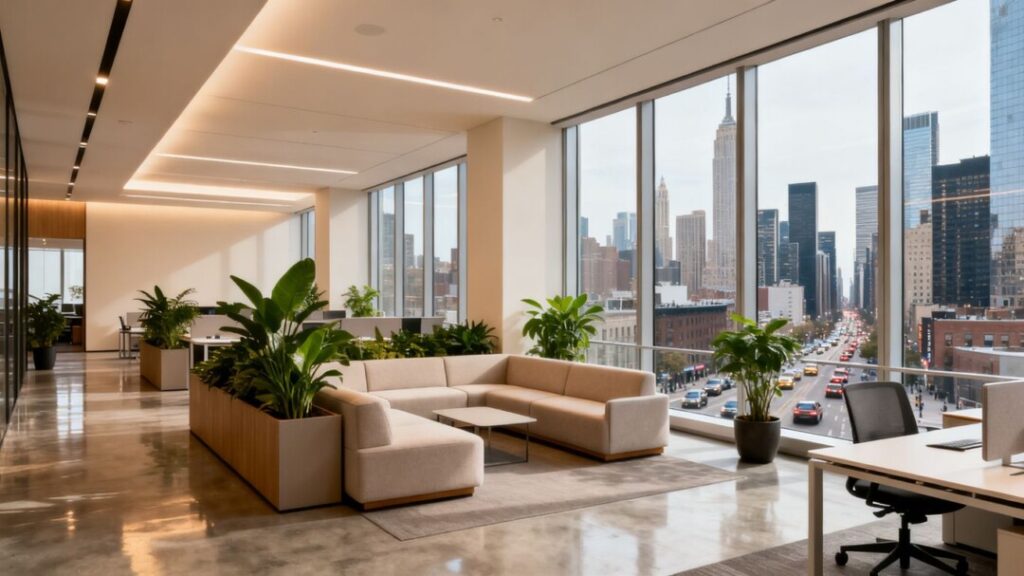 Modern office space with city view