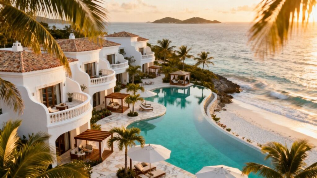 Florida Keys luxury resort with palm trees and ocean views.