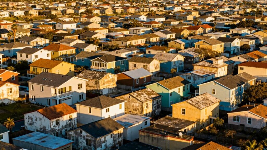 Florida houses under a bright sun, indicating a surplus.