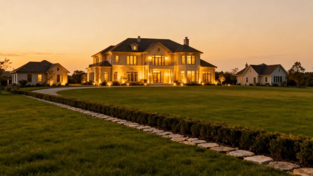 Mansion expanding into neighboring properties.