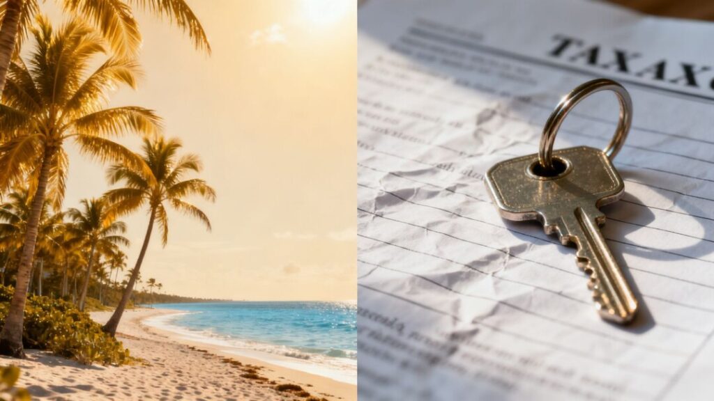 Florida property tax overhaul: House key and coastline.