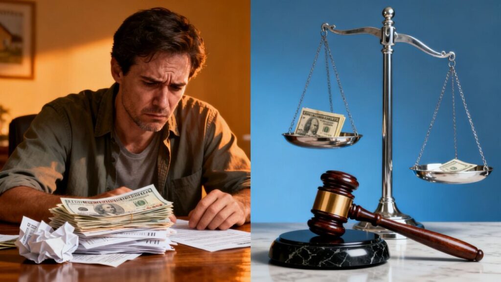 Florida property tax dispute with legal and financial imagery.