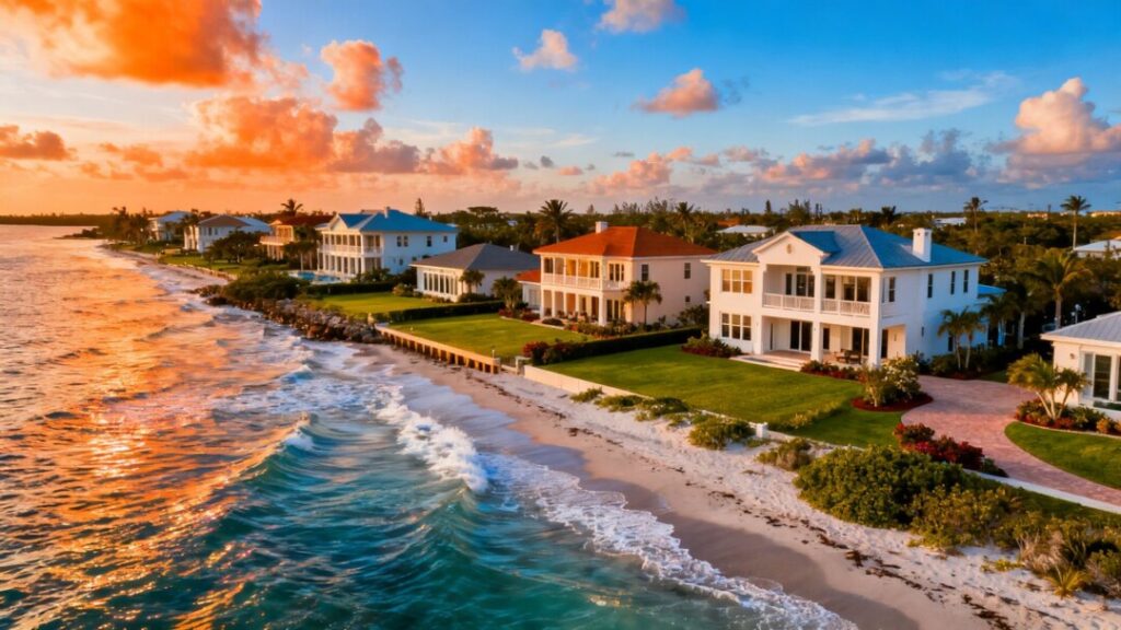 Florida coast with homes, suggesting real estate market changes.